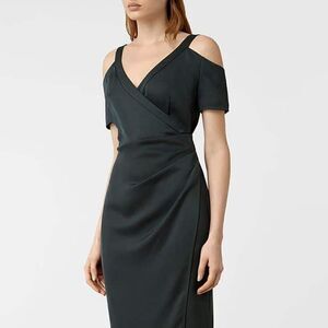 All Saints Dress “Cadia”Black Cold Shoulder Wrap Dress Excellent  4